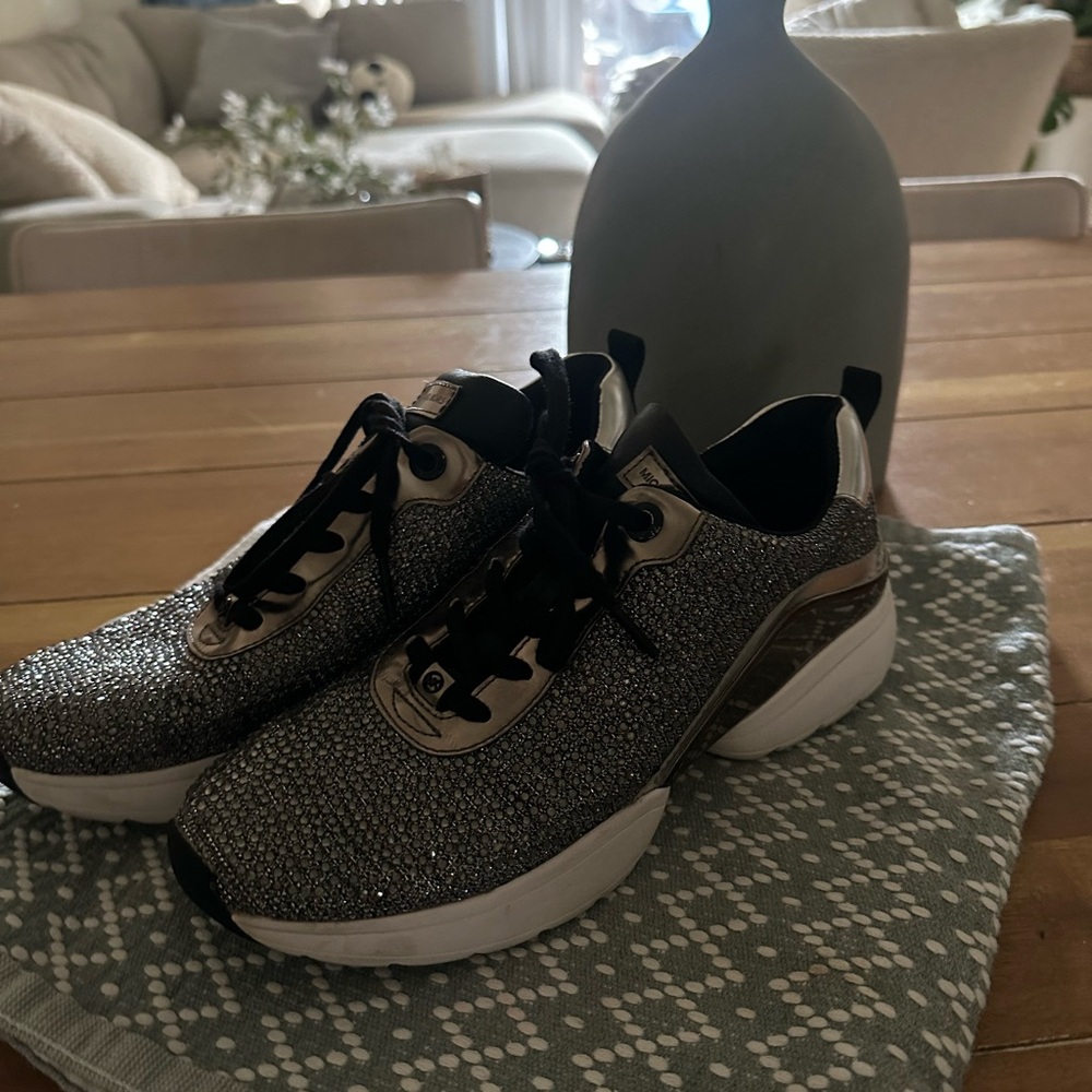 Michael Kors Jada Sneakers Bling Lace Up Casual Walking Shoes 8.5 - Picture 4 of 8